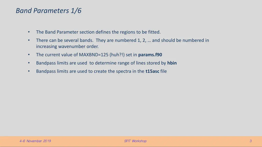 band parameters 1 6