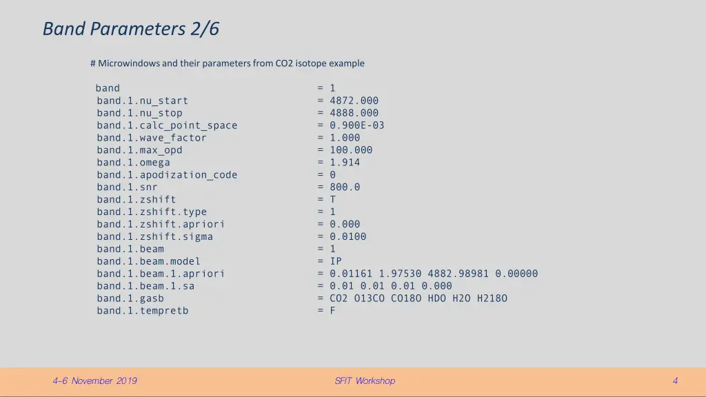 band parameters 2 6