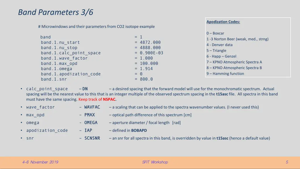 band parameters 3 6