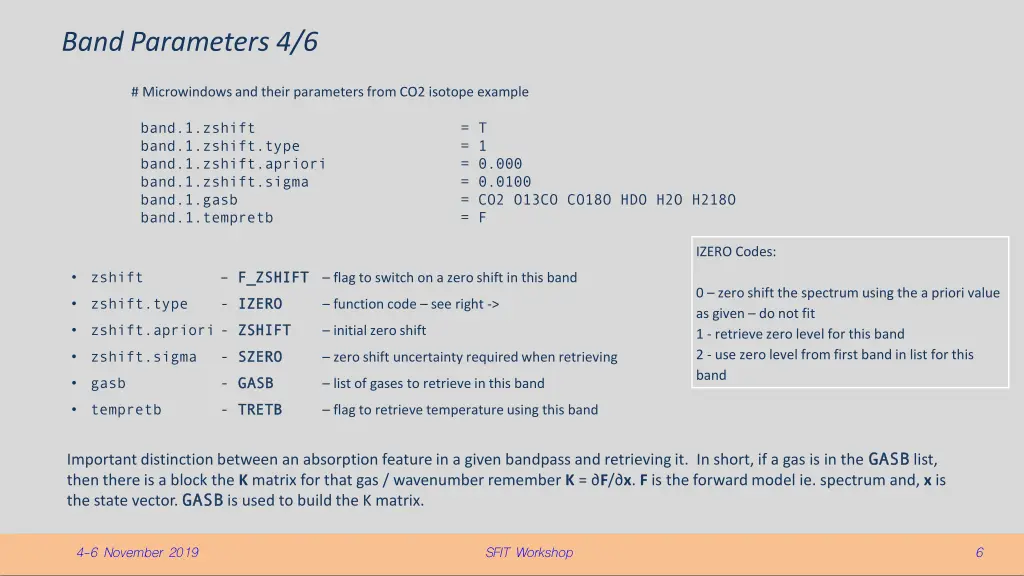 band parameters 4 6