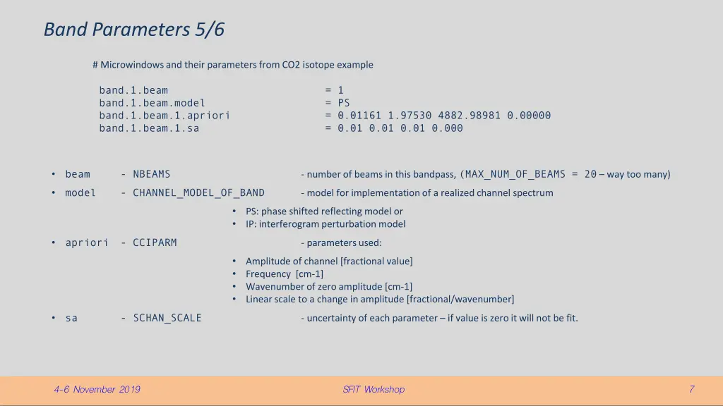 band parameters 5 6