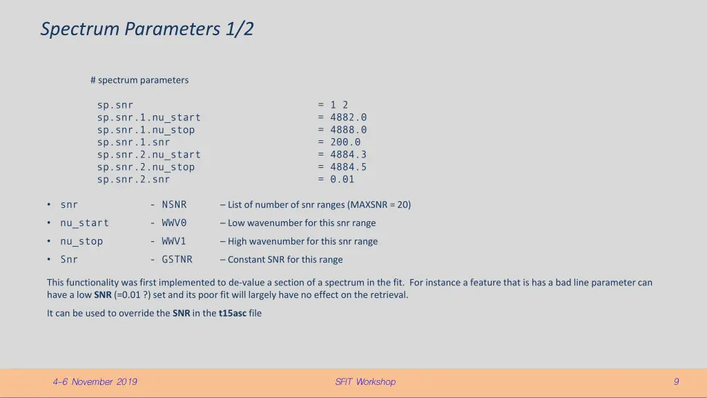 spectrum parameters 1 2