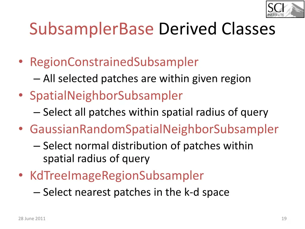 subsamplerbase derived classes