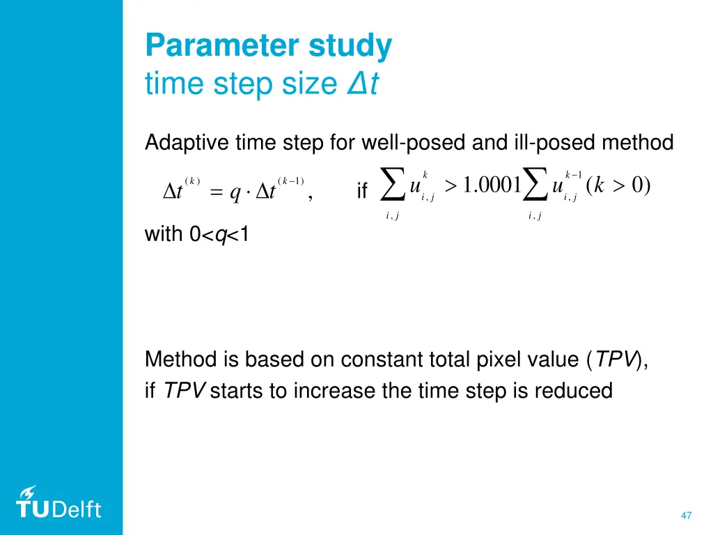 parameter study time step size t 6