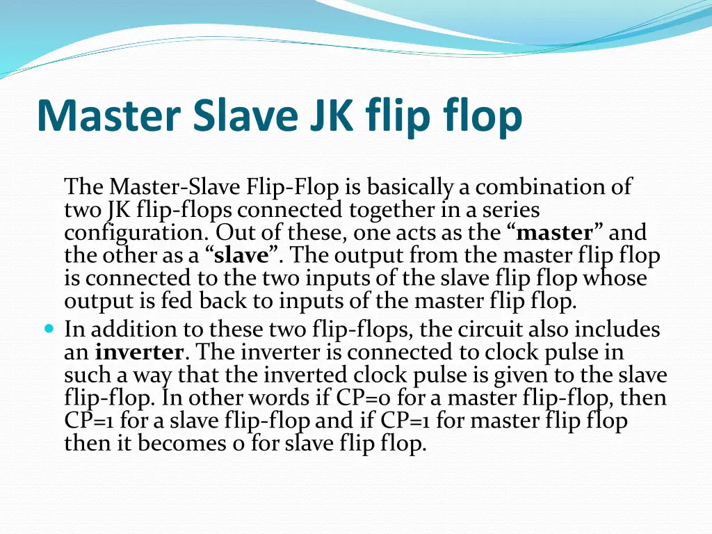 master slave jk flip flop