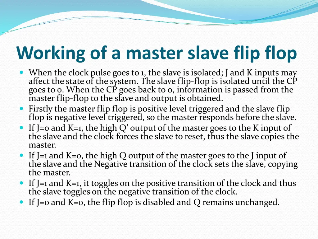 working of a master slave flip flop