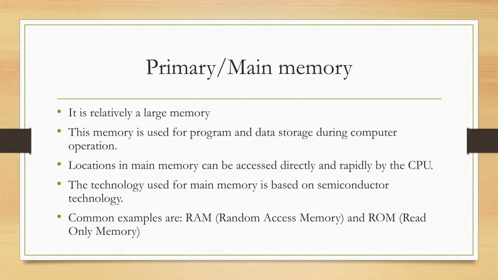primary main memory