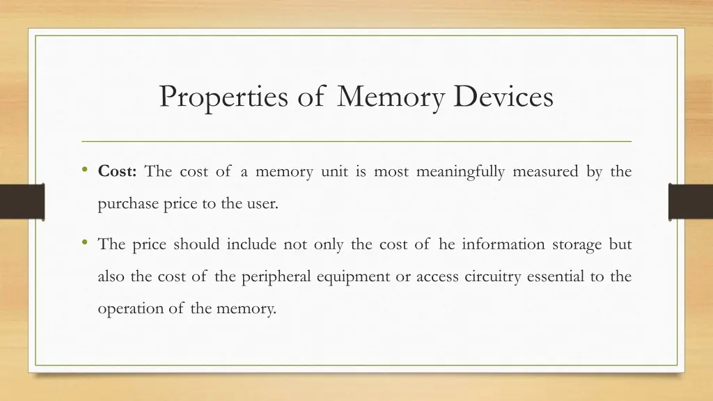 properties of memory devices 1