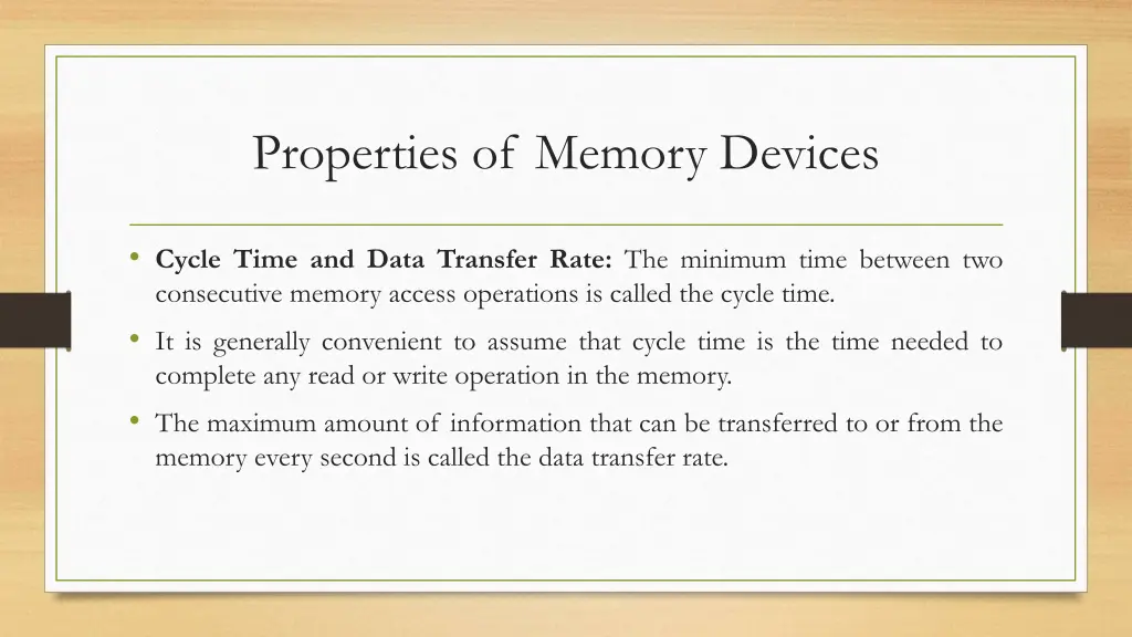 properties of memory devices 4
