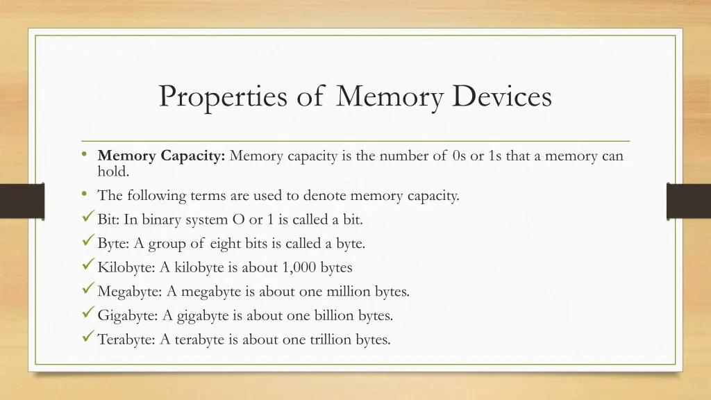 properties of memory devices 7