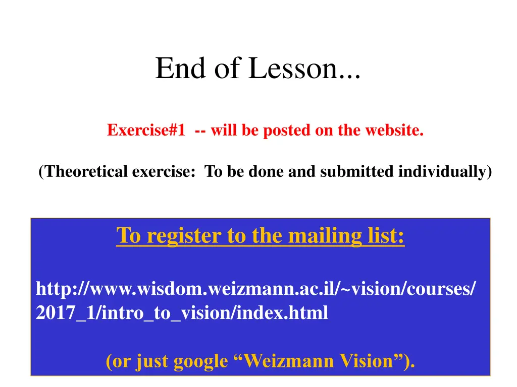 end of lesson