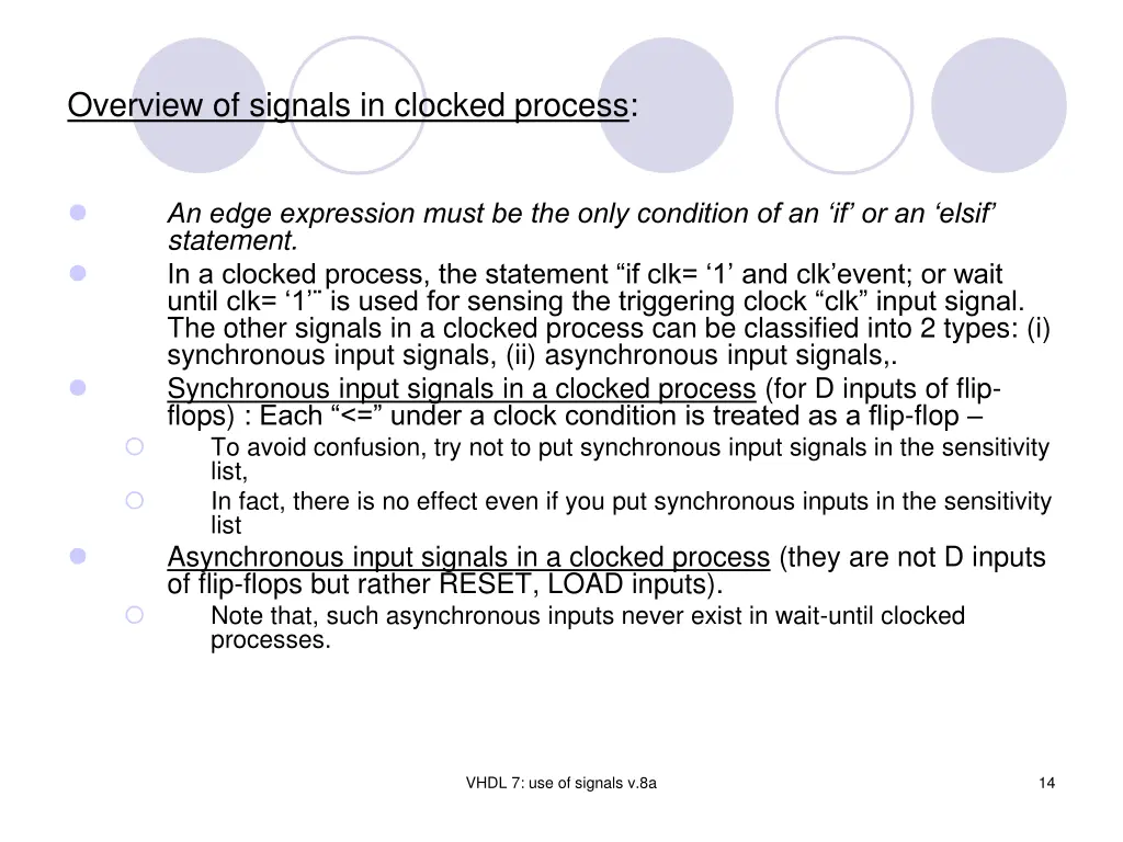 overview of signals in clocked process