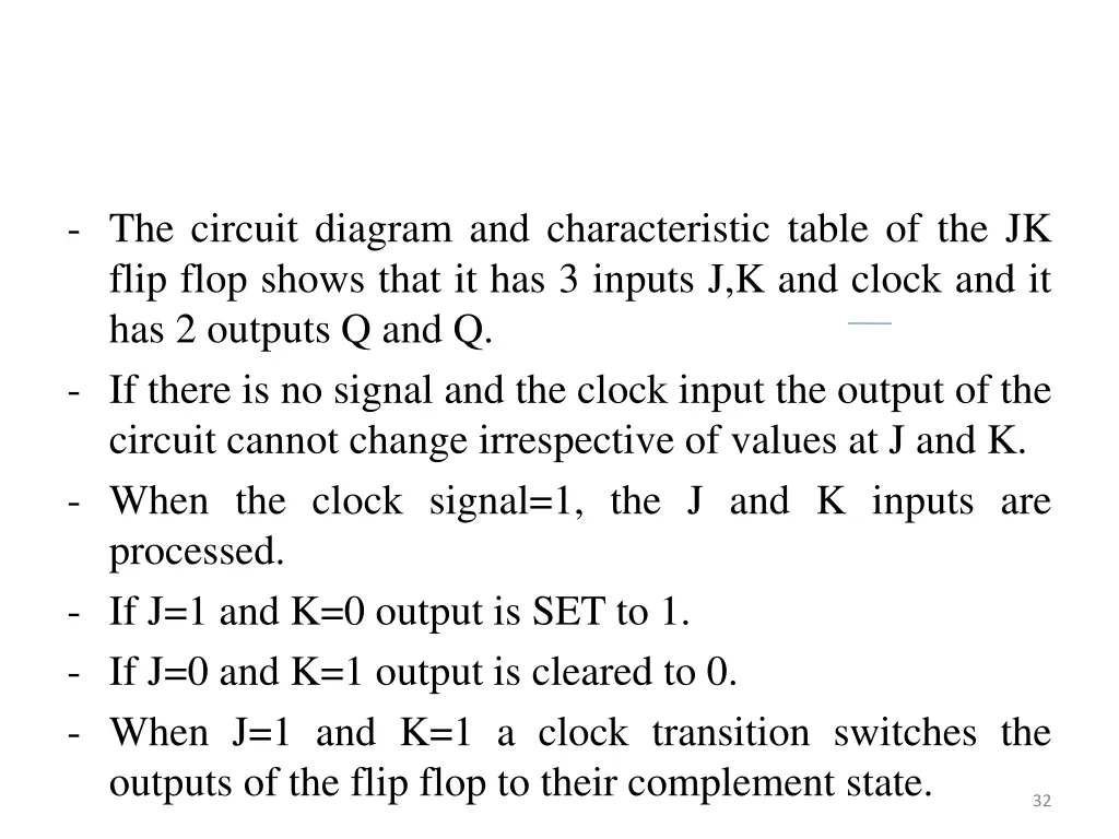 the circuit diagram and characteristic table
