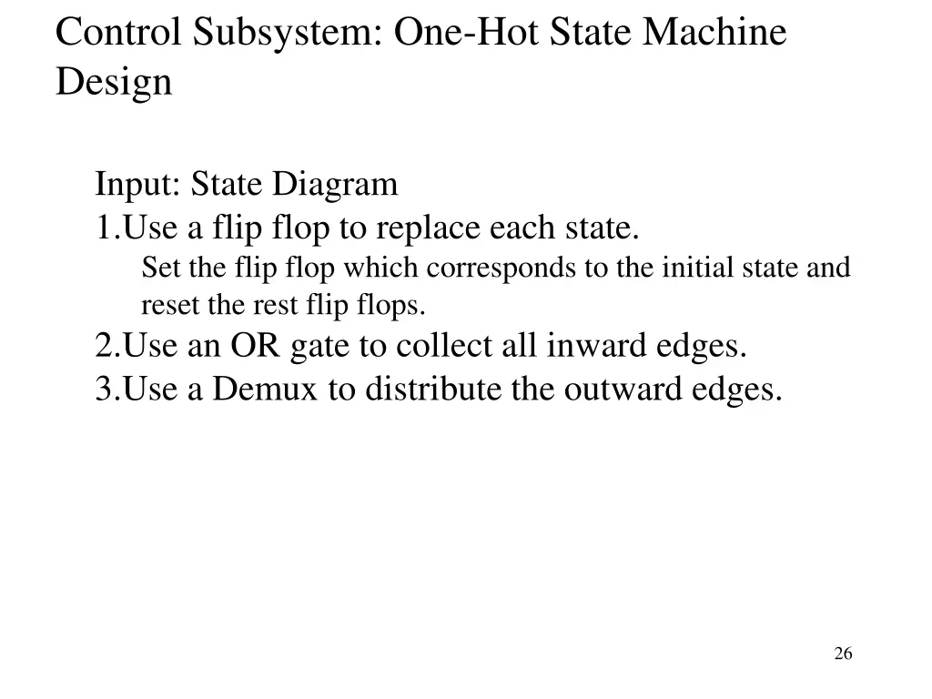 control subsystem one hot state machine design 1