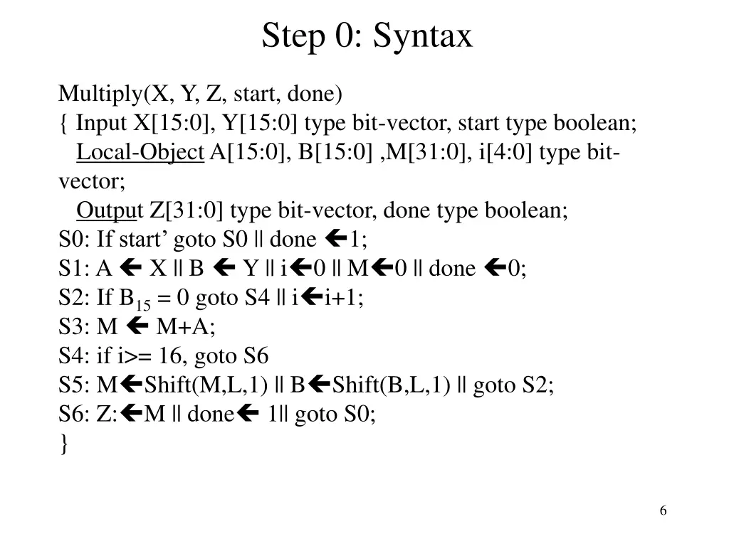 step 0 syntax