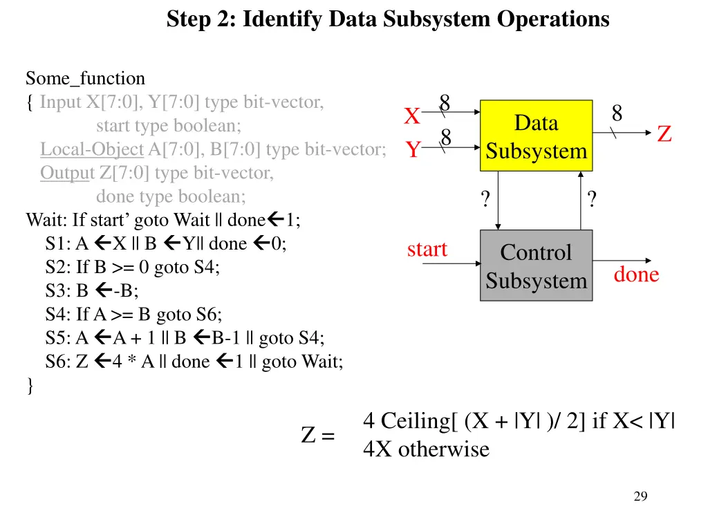 step 2 identify data subsystem operations