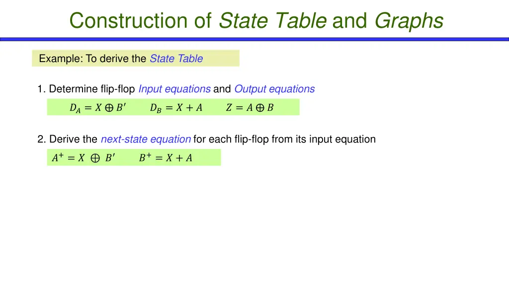 construction of state table and graphs 2