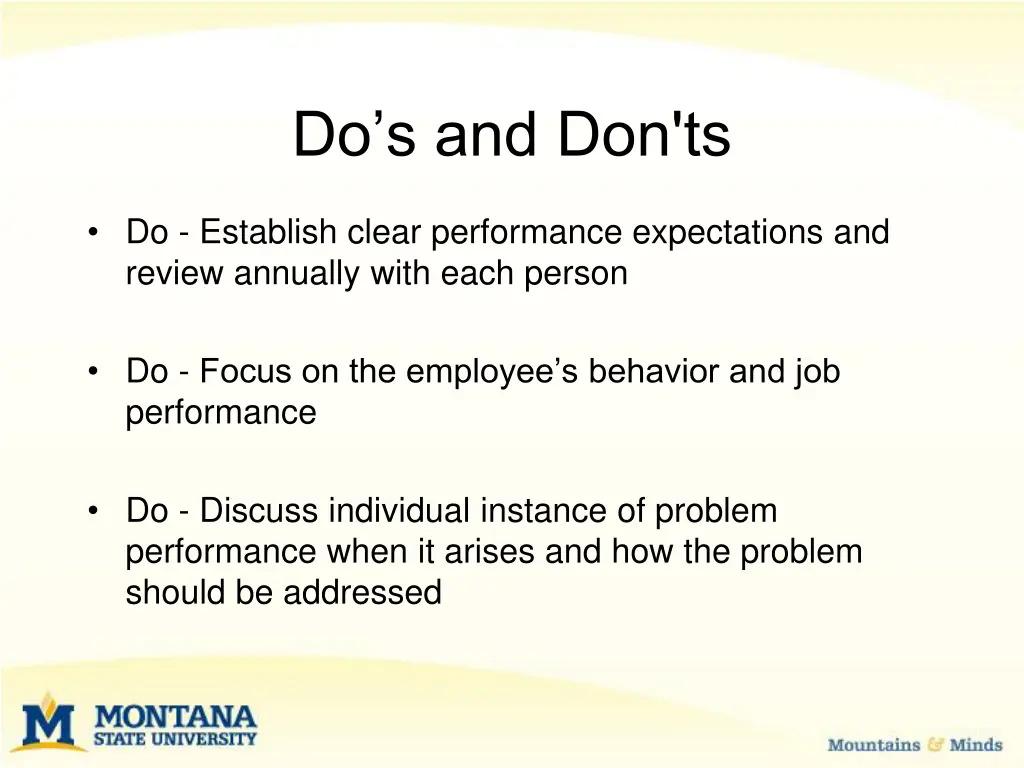 do s and don ts