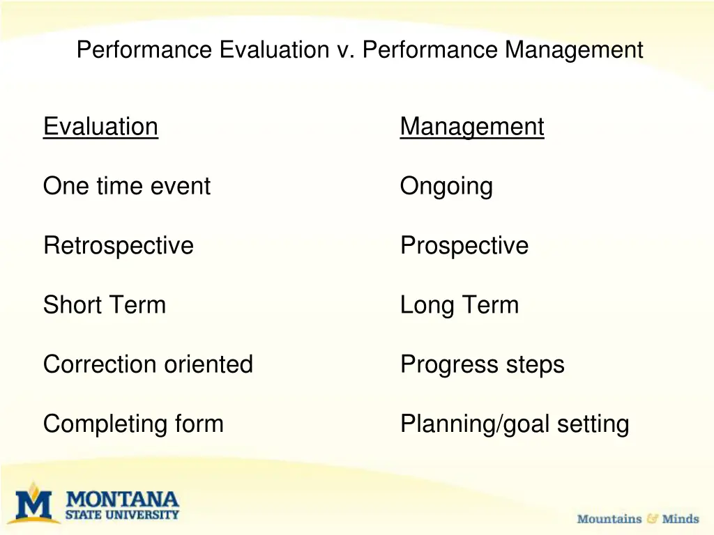 performance evaluation v performance management