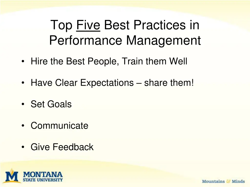 top five best practices in performance management