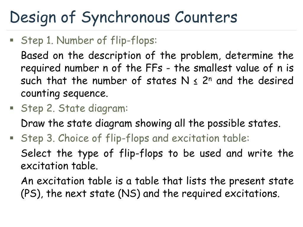 design of synchronous counters