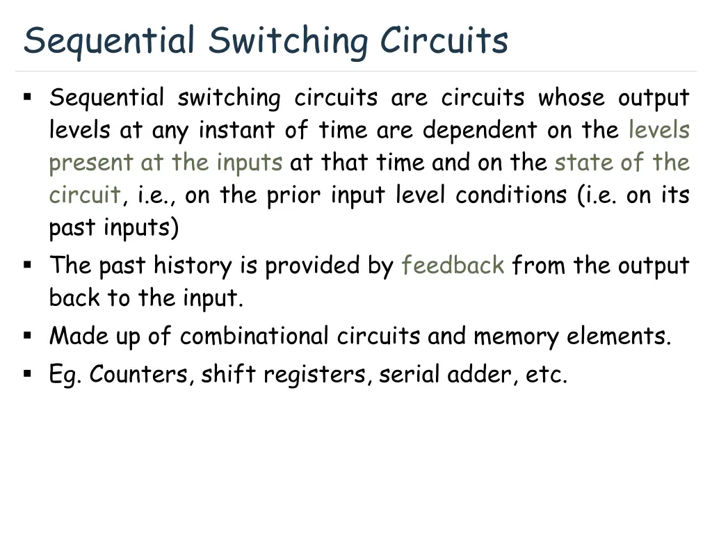 sequential switching circuits