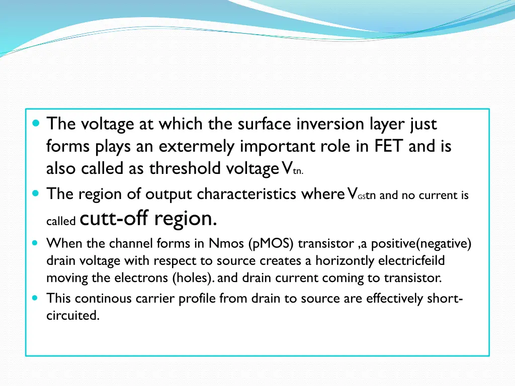 the voltage at which the surface inversion layer