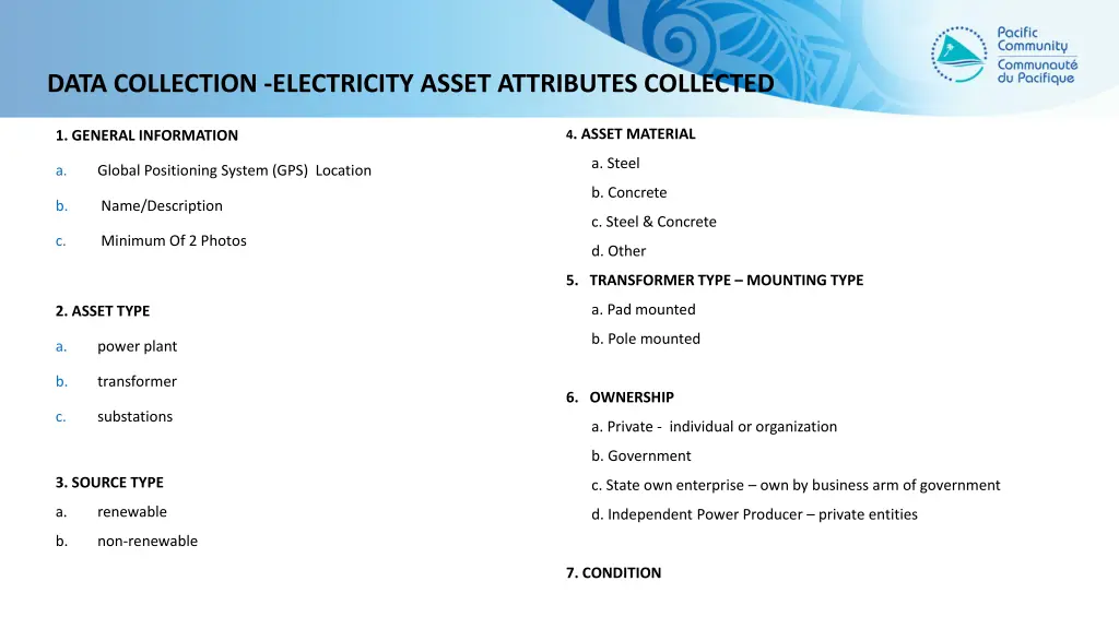 data collection electricity asset attributes