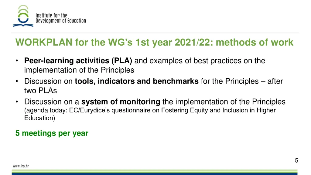 workplan for the wg s 1st year 2021 22 methods