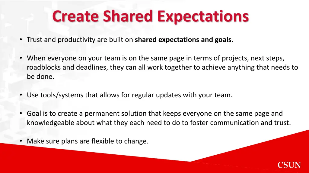 create shared expectations