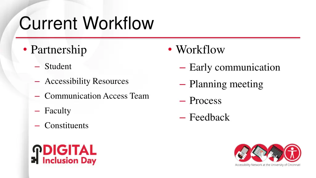 current workflow