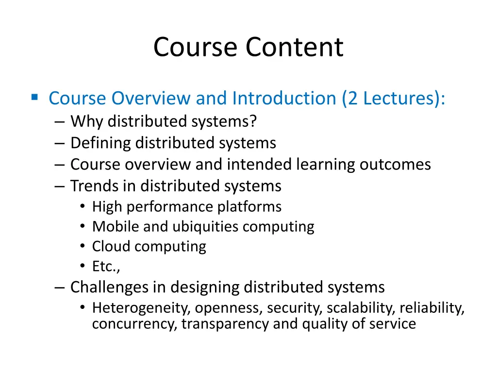 course content