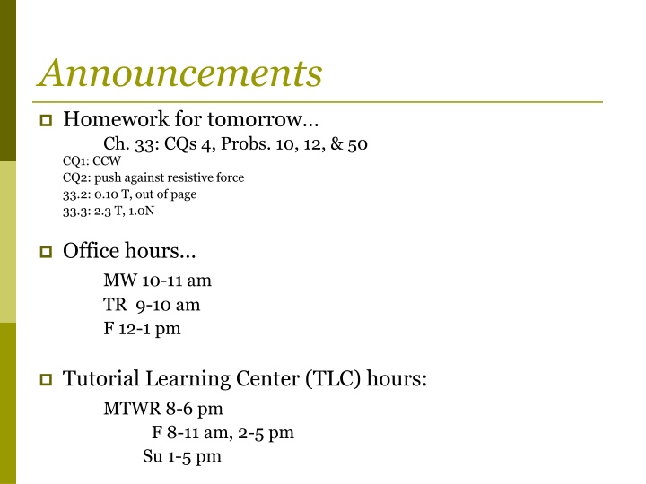 announcements