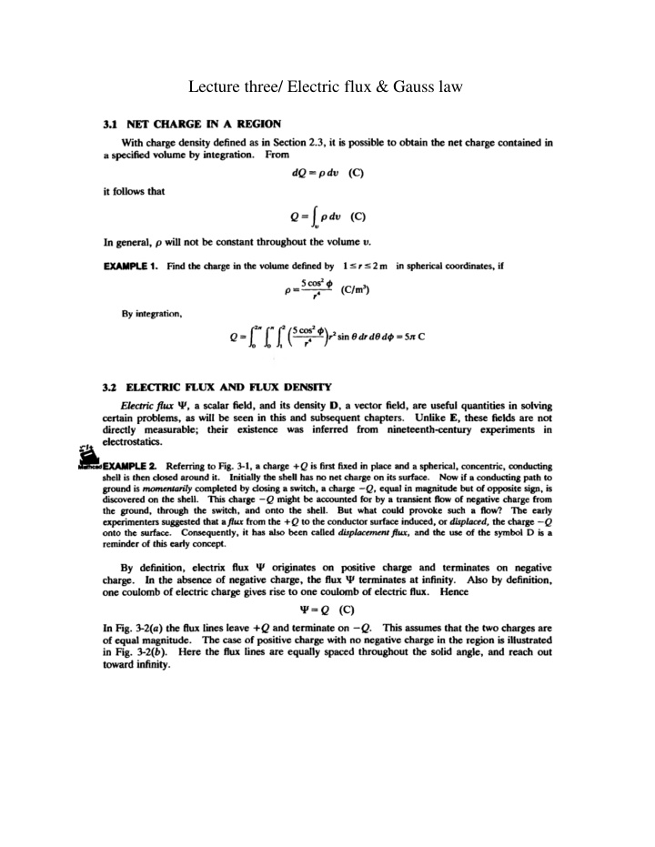 lecture three electric flux gauss law