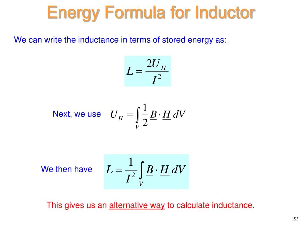 energy formula for inductor