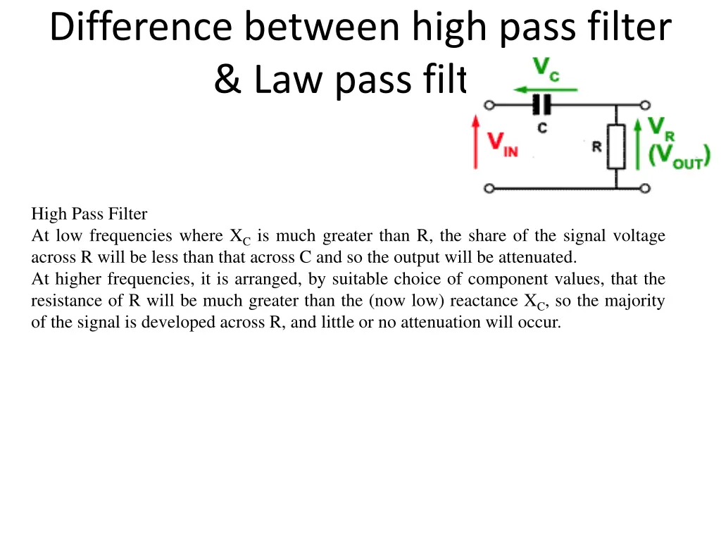 difference between high pass filter law pass