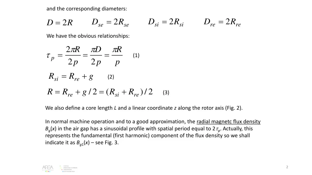 and the corresponding diameters
