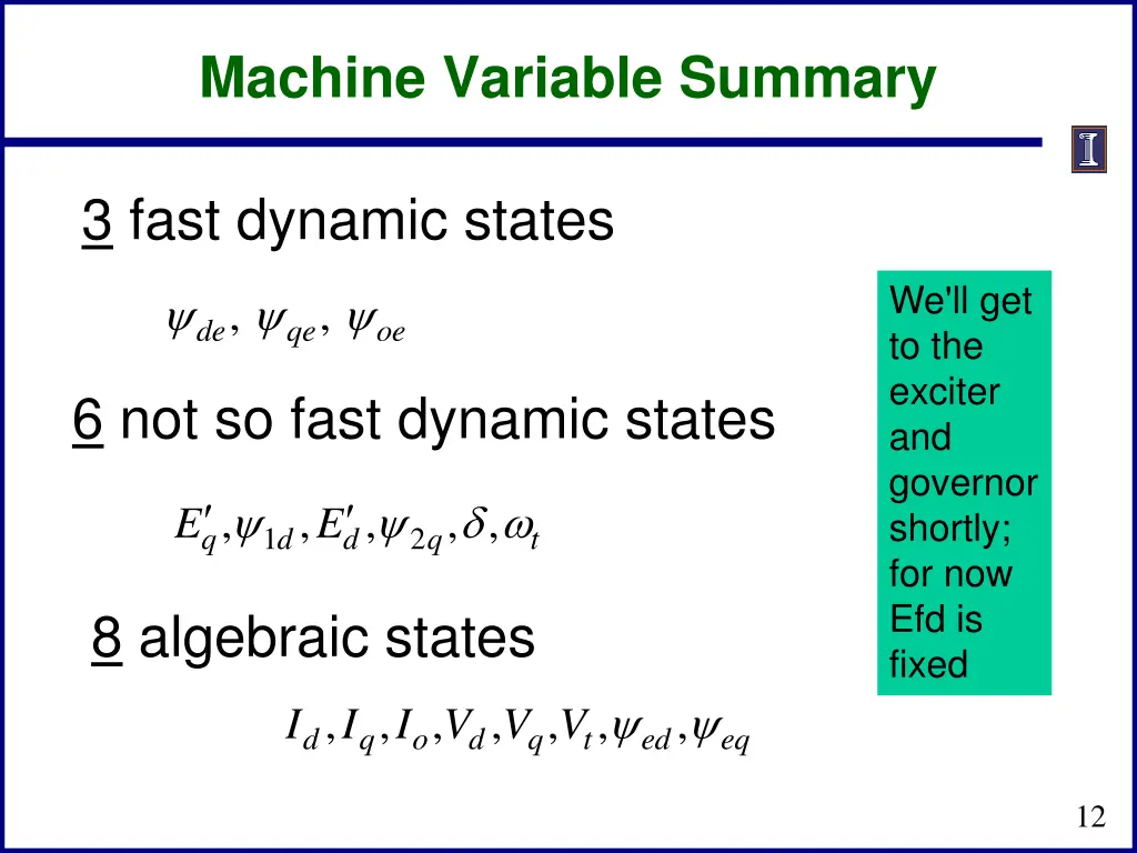 machine variable summary