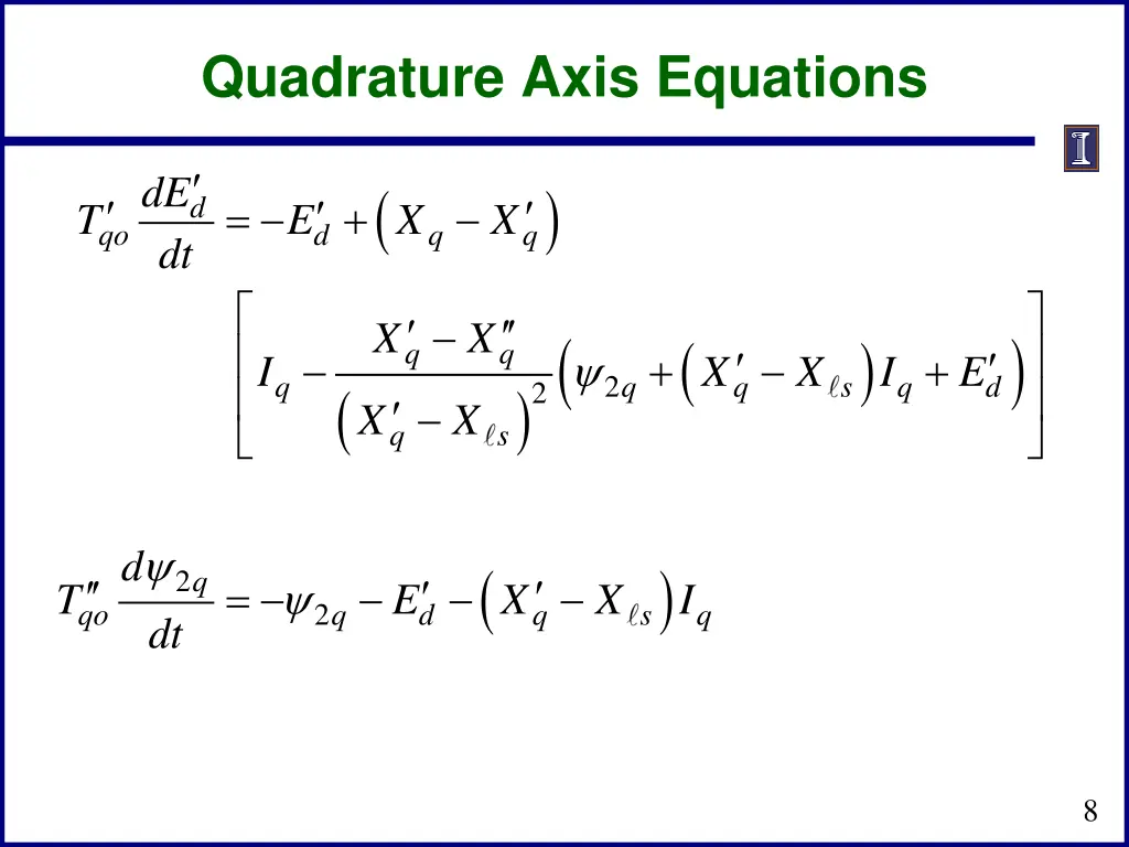quadrature axis equations