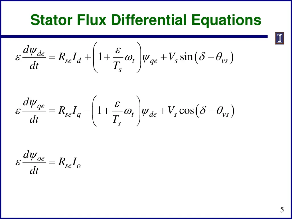 stator flux differential equations