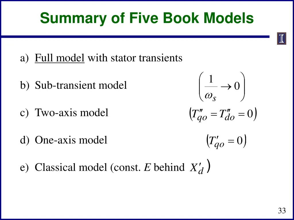 summary of five book models