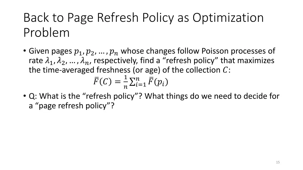 back to page refresh policy as optimization