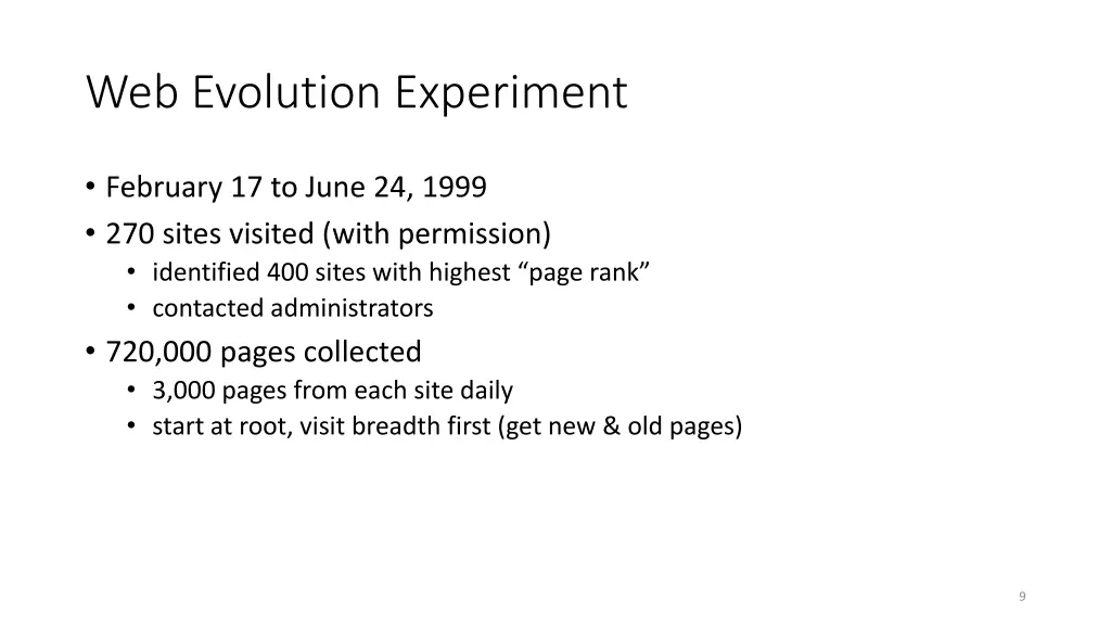 web evolution experiment