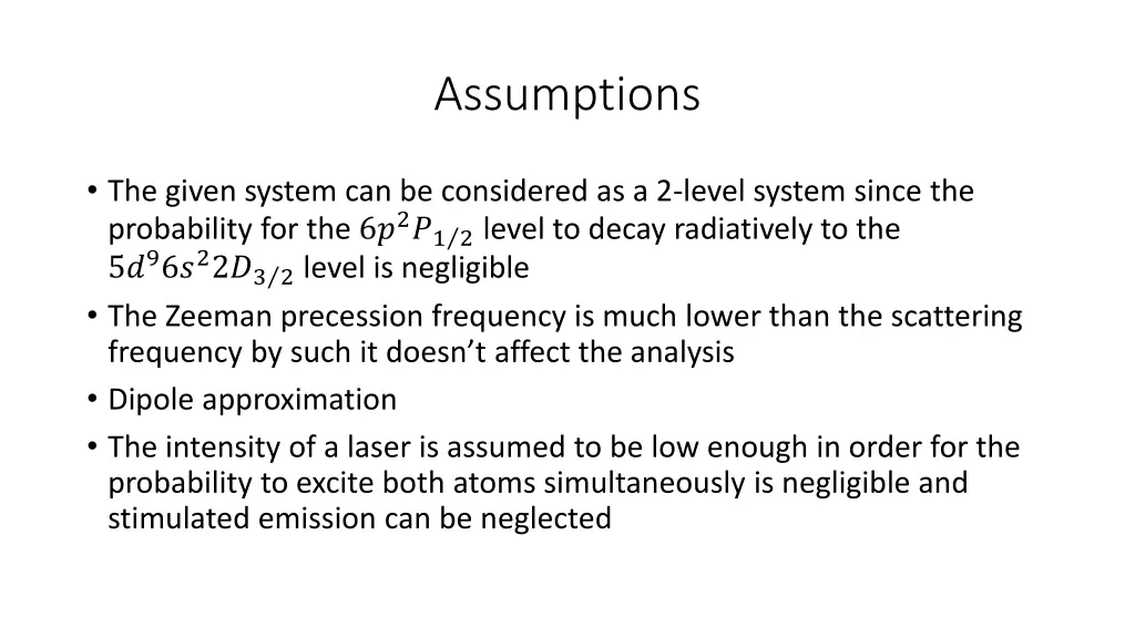 assumptions