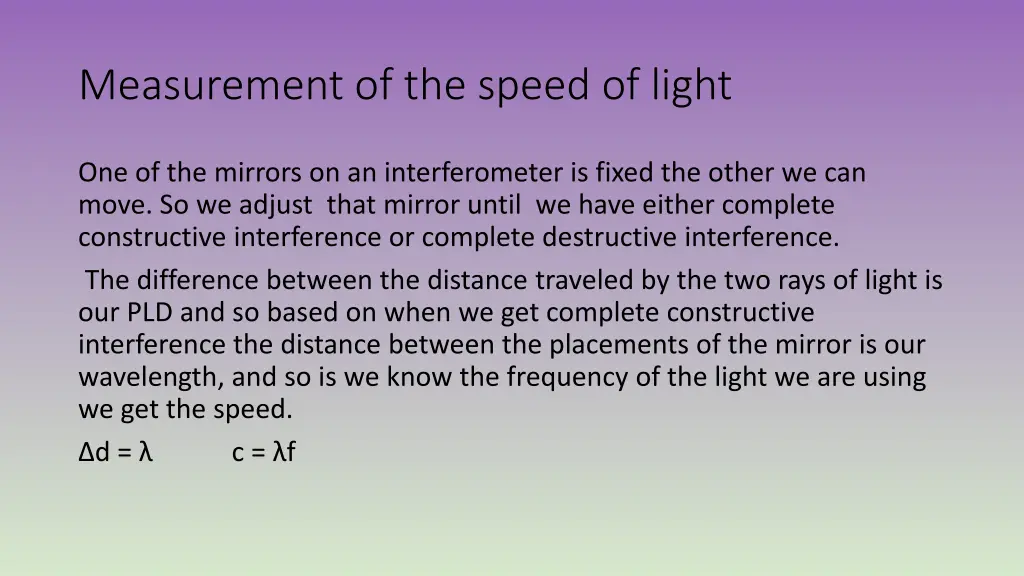 measurement of the speed of light