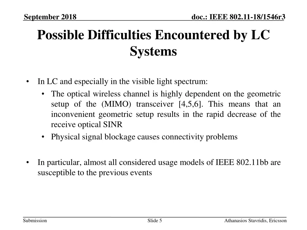 september 2018 possible difficulties encountered