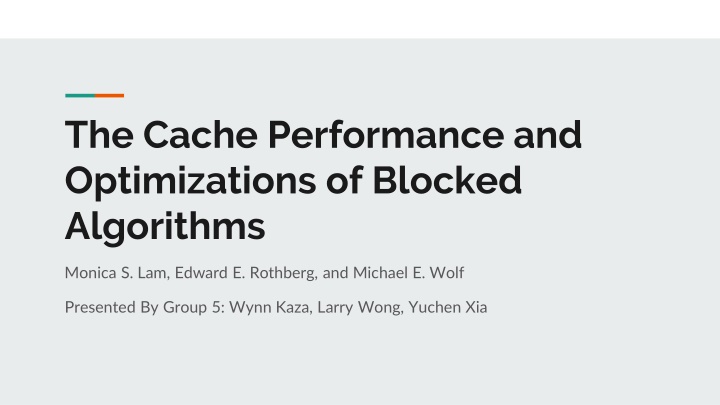 the cache performance and optimizations