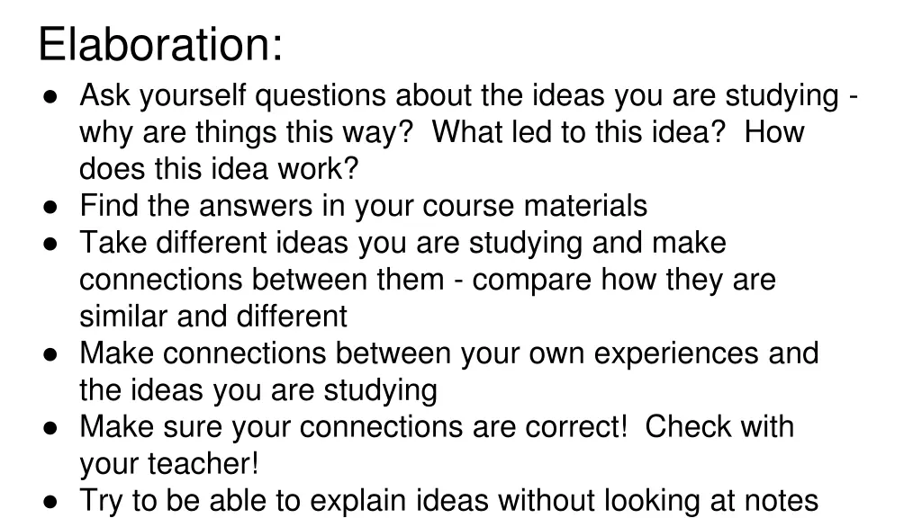 elaboration ask yourself questions about