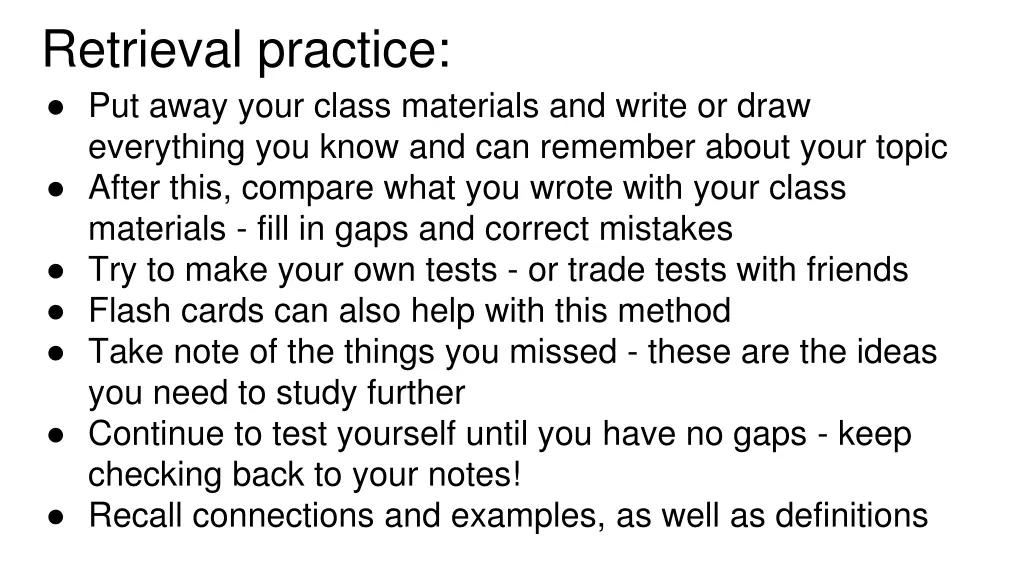 retrieval practice put away your class materials