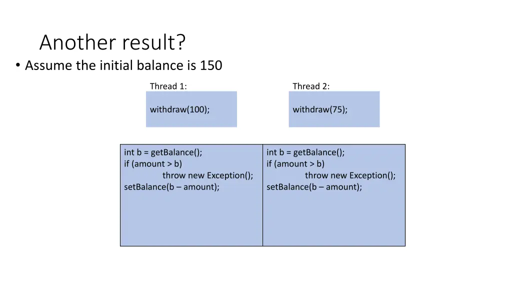 another result assume the initial balance is 150